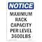 Signmission OSHA Notice, 5" Height, NOTICE Maximum Rack Capacity Per Sign, 5" X 3.5", Portrait OS-NS-D-35-V-15948 - alternate 1